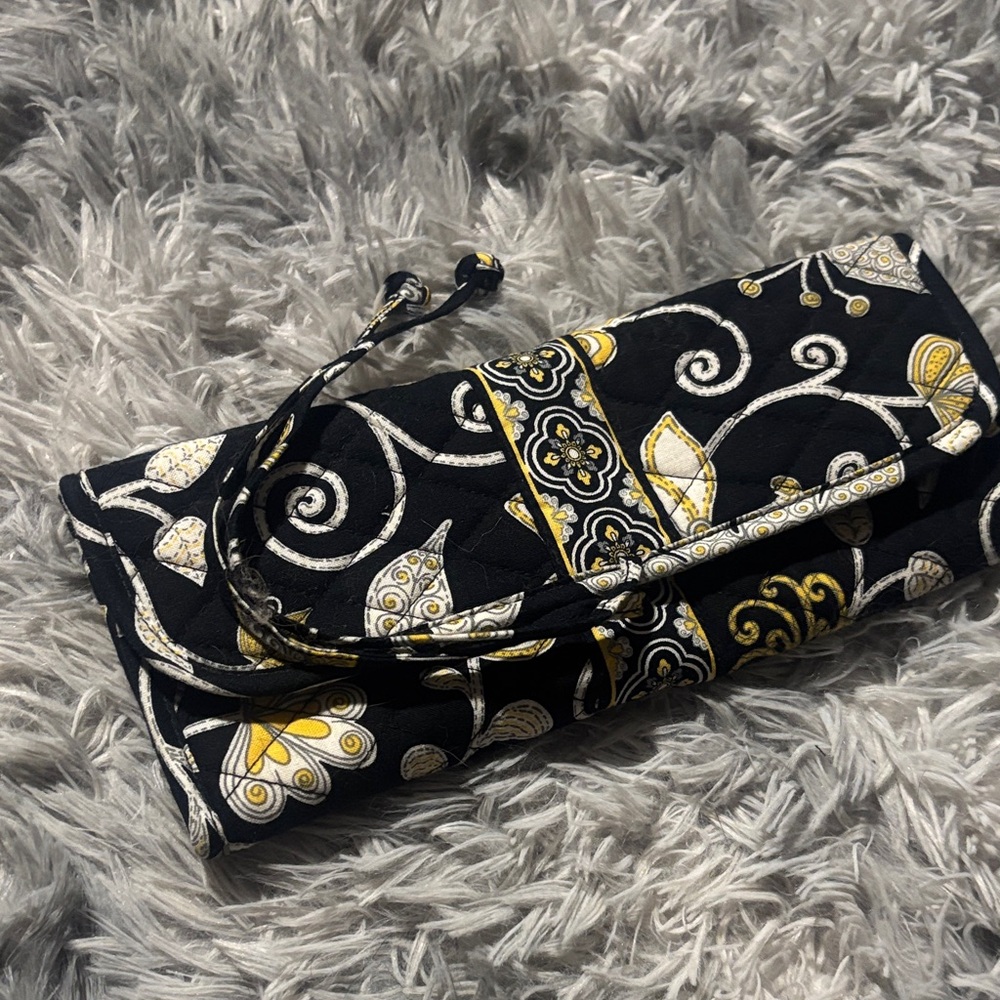 Vera Bradley Black and Yellow Floral Make Up Bag